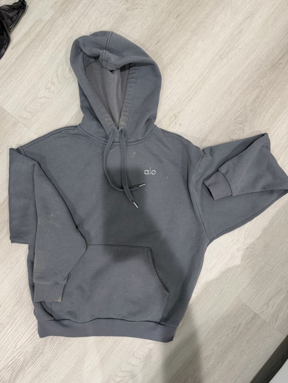 Alo Cropped Gray Hoodie - Logo Front